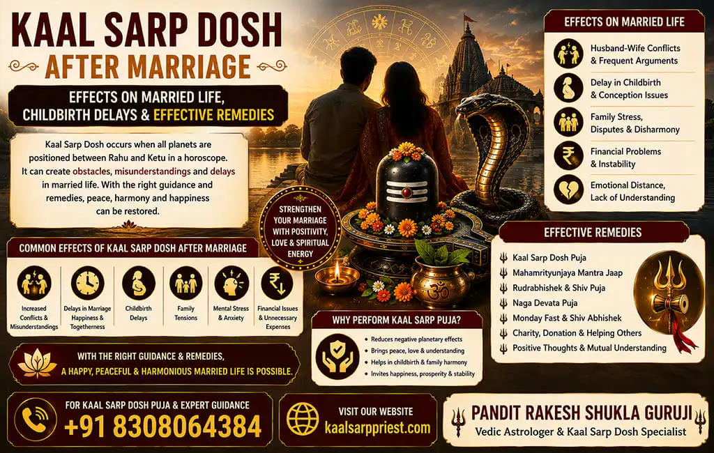 Kaal Sarp Dosh After Marriage – Effects on Married Life, Childbirth Delays & Effective Remedies