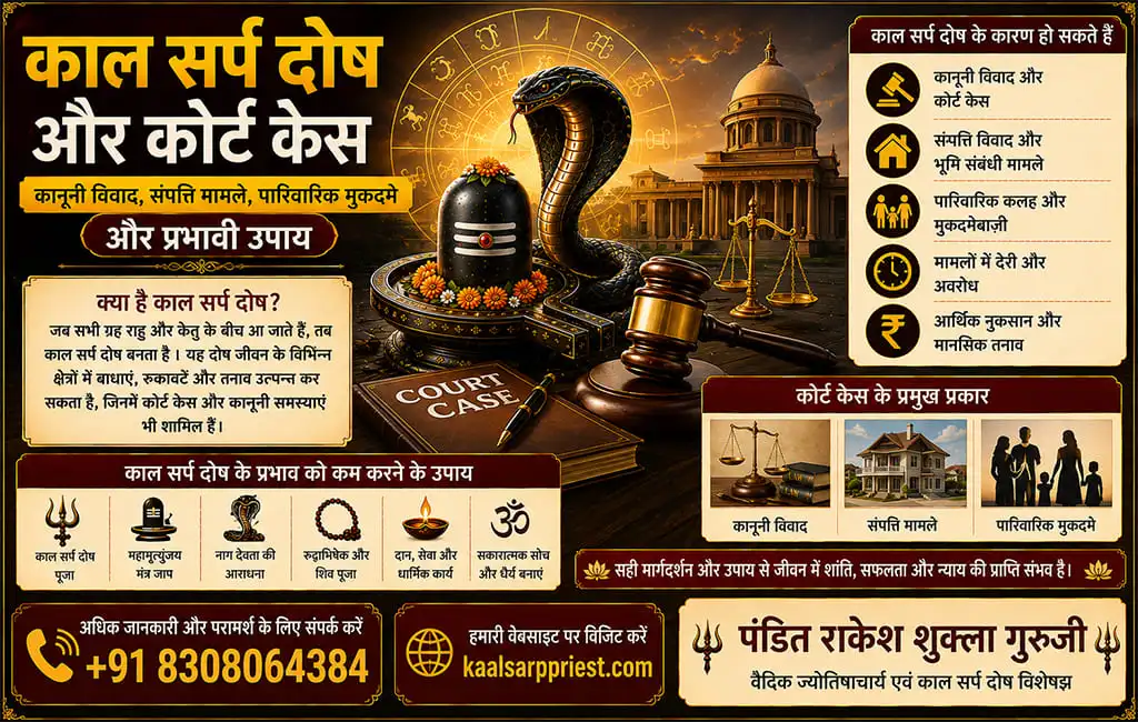 काल सर्प दोष और कोर्ट केस – कानूनी विवाद, संपत्ति मामले, पारिवारिक मुकदमे और प्रभावी उपाय