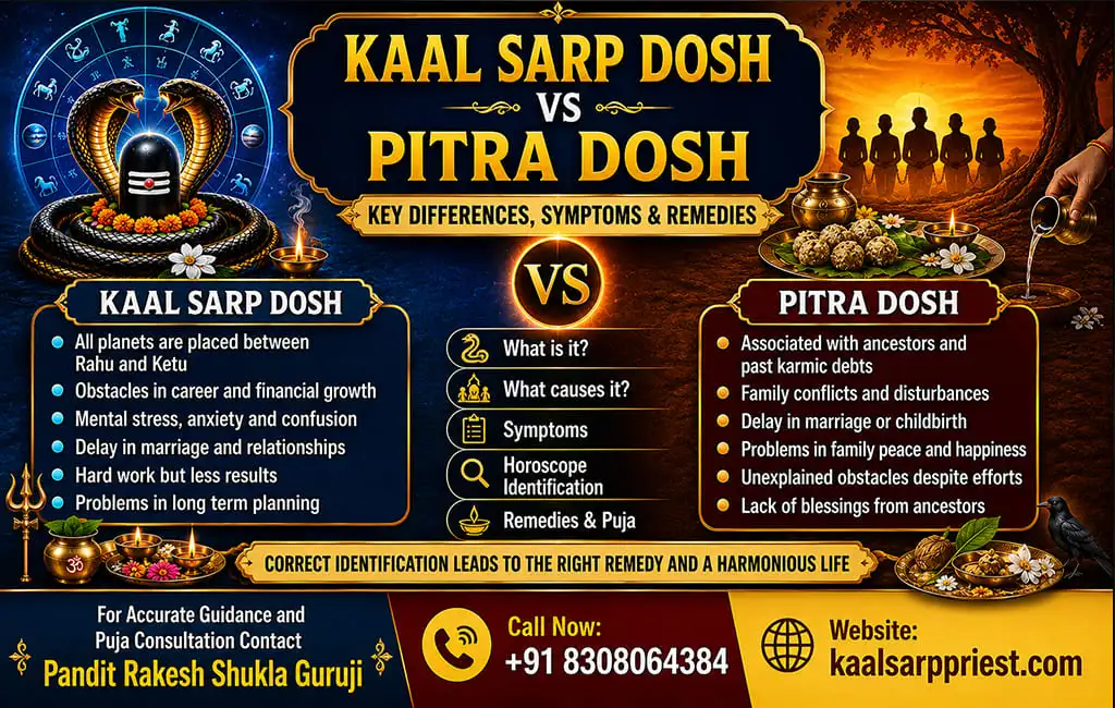Kaal Sarp Dosh vs Pitra Dosh – Key Differences, Symptoms & Remedies