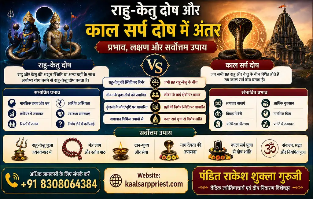 राहु-केतु दोष और काल सर्प दोष में अंतर – प्रभाव, लक्षण और सर्वोत्तम उपाय