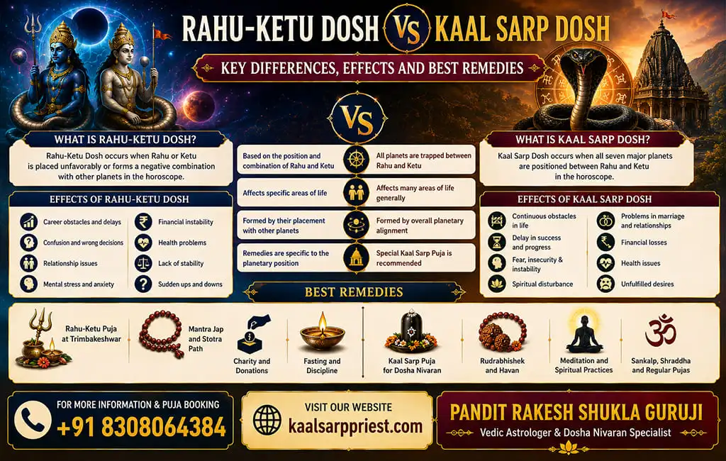 Rahu-Ketu Dosh vs Kaal Sarp Dosh – Key Differences, Effects and Best Remedies