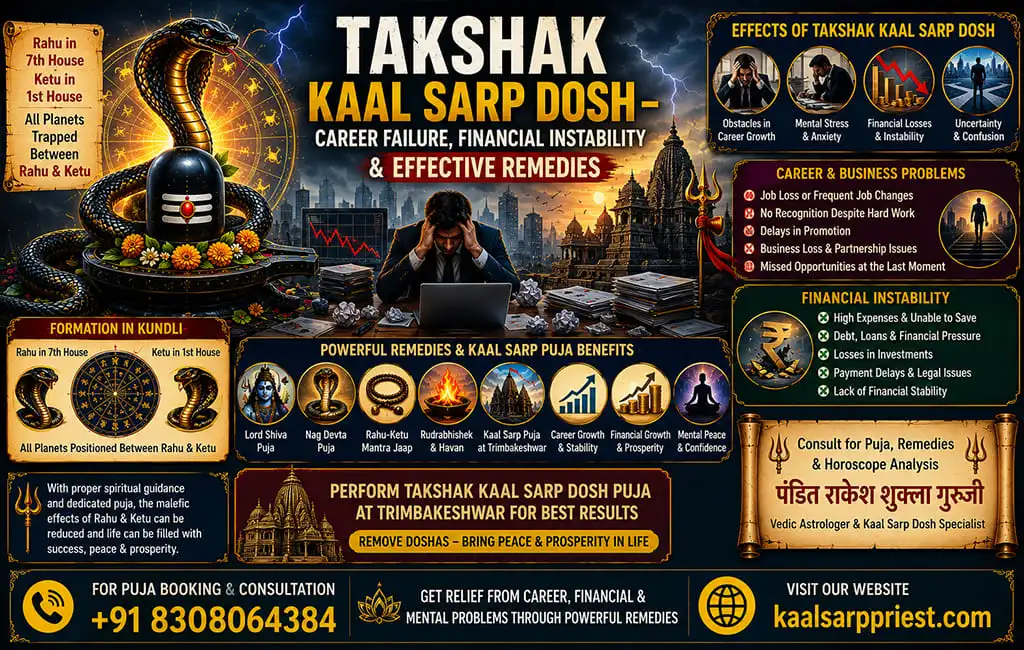 Takshak Kaal Sarp Dosh – Career Failure, Financial Instability & Effective Remedies